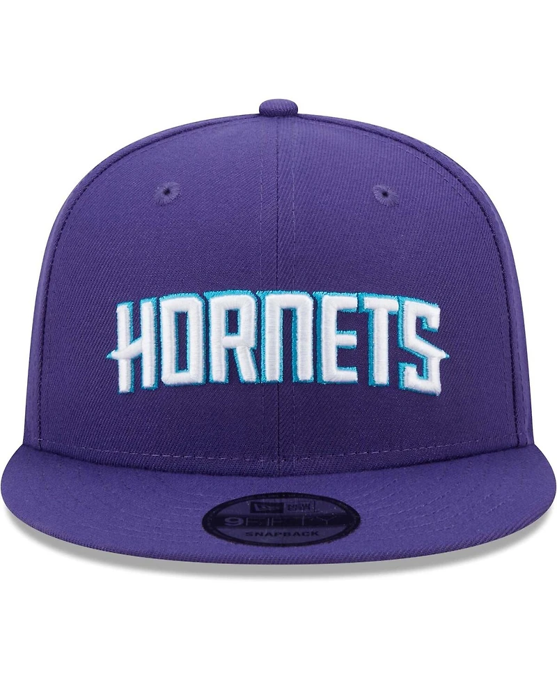 New Era Men's Purple Charlotte Hornets Jersey Hook Statement Edition 9FIFTY Snapback Hat