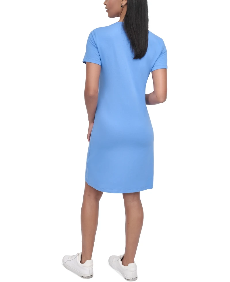 Dkny Sport Women's Studded-Logo V-Neck T-Shirt Dress