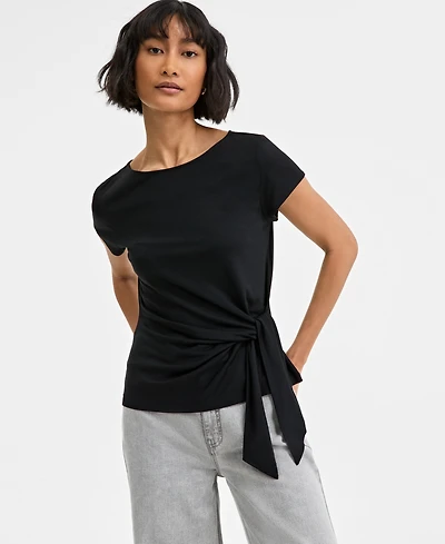 On 34th Women's Side-Tie Short-Sleeve Top, Exclusively at Macy's