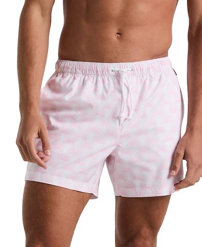 Original Penguin Men's Slim Fit Geo Palm Print Drawstring 5" Swim Trunks