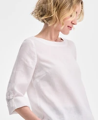 Charter Club Women's 100% Linen D-Ring Top