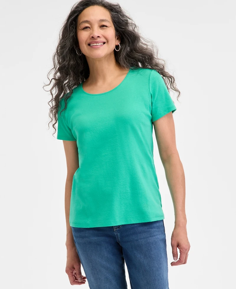 Style & Co Petite Cotton Scoop-Neck Short-Sleeve Top, Created for Macy's