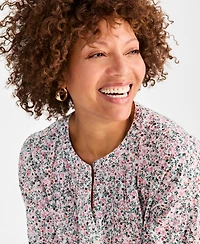 Style & Co Women's Cotton Printed 3/4-Sleeve Blouse, Exclusively at Macy's