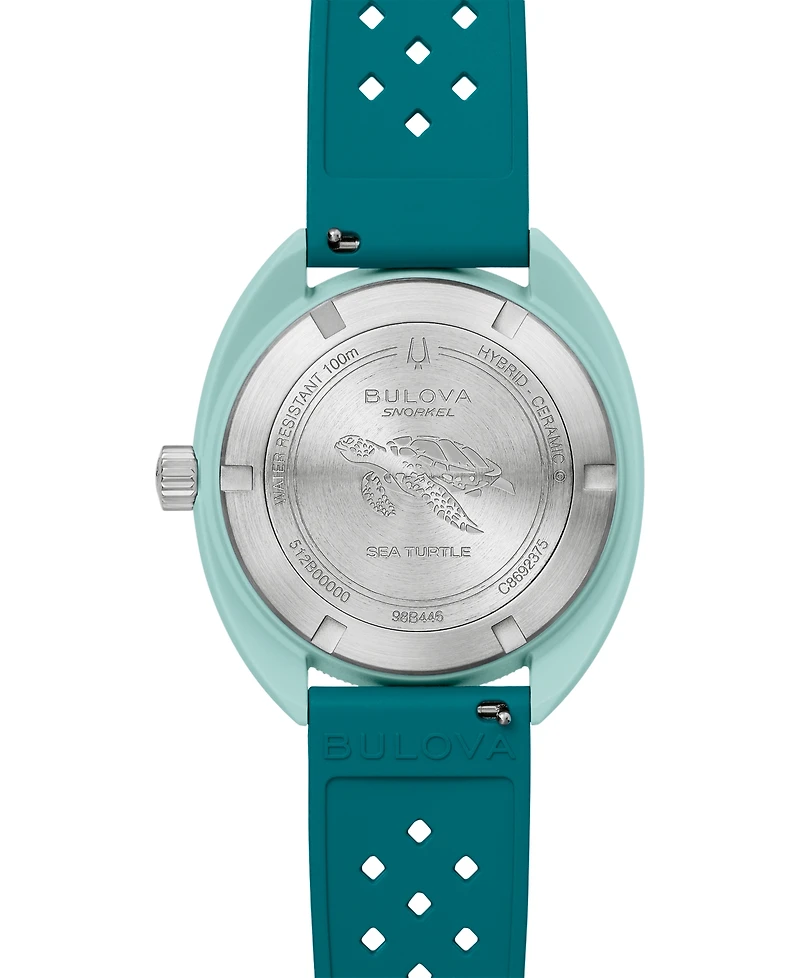 Bulova Men's Snorkel Green Hnbr Rubber Strap Watch 41mm
