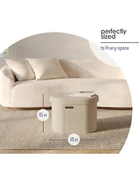 Ovel Boucle Ottoman Storage Bench-Modern Foot Stool