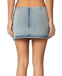 Edikted Womens Bowdie Washed Denim Mini Skirt