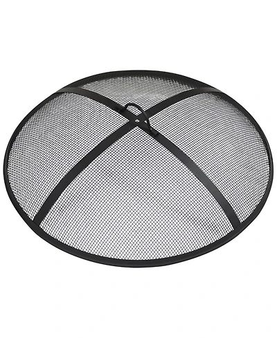Outdoor Heavy-Duty Steel Mesh Round Camp Fire Pit Spark Screen Lid with Handle