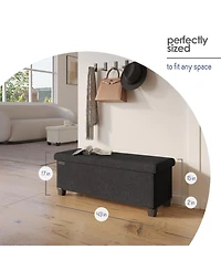 Rectangular Boucle Ottoman Storage Bench – Modern Foot Stool, Makeup Vanity Perfect for Living Room & Bedroom Decor