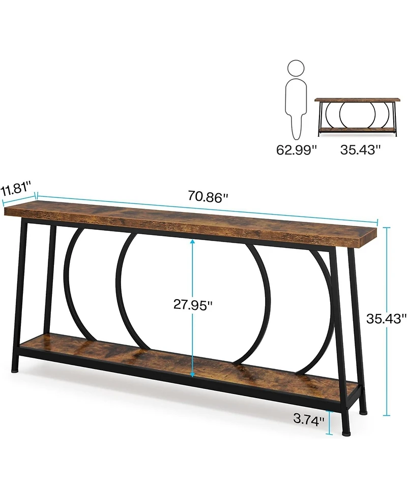 Tribesigns 70.9-Inch Console Table with Storage, Extra Long Entryway Table, Rustic Behind Couch Table, Industrial Sofa Table, Hallway Table Entry Way