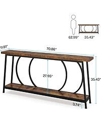 Tribesigns 70.9-Inch Console Table with Storage, Extra Long Entryway Table, Rustic Behind Couch Table, Industrial Sofa Table, Hallway Table Entry Way