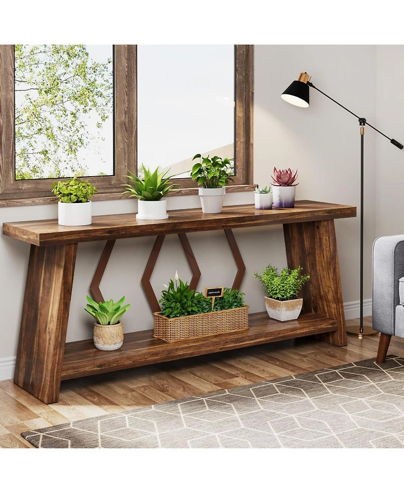 Tribesigns 70.86-Inch Long Sofa Table for Living Room, 2-Tier Narrow Console with Storage, Wood Foyer Entryway Couch Hallway, Entrance