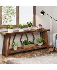 Tribesigns 70.86-Inch Long Sofa Table for Living Room, 2-Tier Narrow Console with Storage, Wood Foyer Entryway Couch Hallway, Entrance