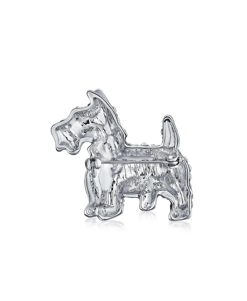 Bling Jewelry Large Statement Blue Crystal Westie Dog Brooch Pin Silver Tone 1.3 Inch