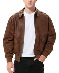 Landing Leathers Men A-2 Distressed Leather Flight Bomber Jacket