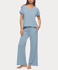 Felina Women's Lauren Linen Jersey Pullover and Lounge Pant Set