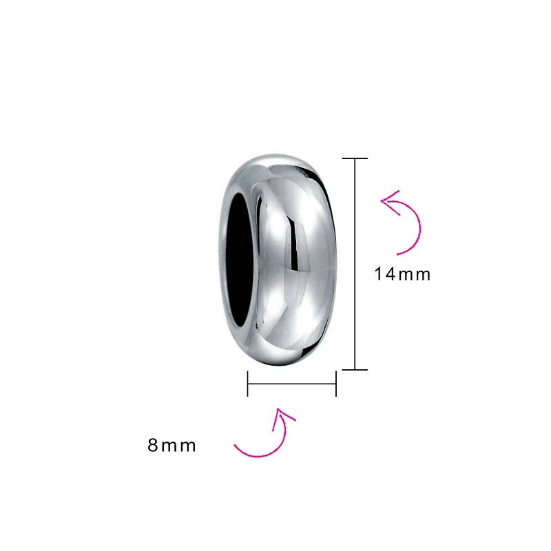 Bling Jewelry Clasp Spacer Charm Black Rubber Stopper Bead, Sterling Silver for European Bracelet
