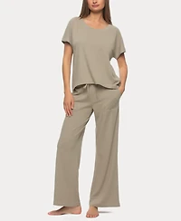 Felina Women's Lauren Linen Jersey Pullover and Lounge Pant Set