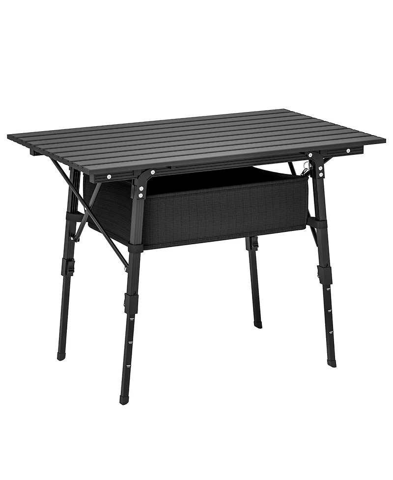 Outsunny 3ft Camping Table, Adjustable Height Small Folding