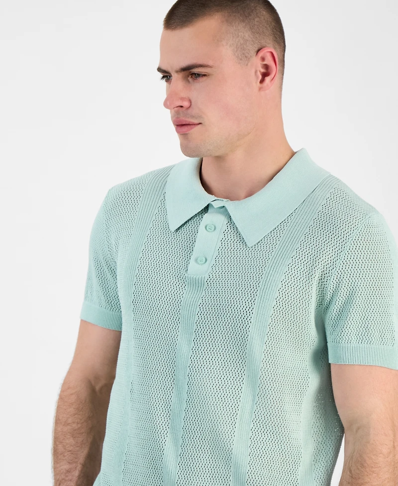 Guess Men's Mesh Stripe Elija Polo Shirt