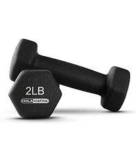 HolaHatha 2, 3, and 5 Pound Neoprene Dumbbell Free Hand Weight Set w/Rack, Black