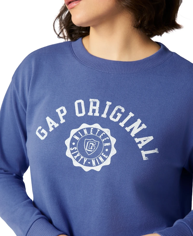 Gap Women's French Terry Crewneck Logo Pajama Top - Exclusively at Macy's
