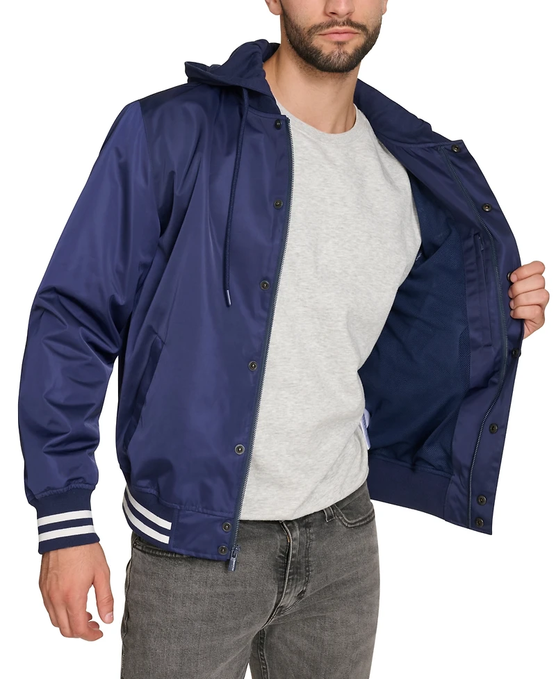 Champion Men's Jersey Hood Varsity Bomber Jacket