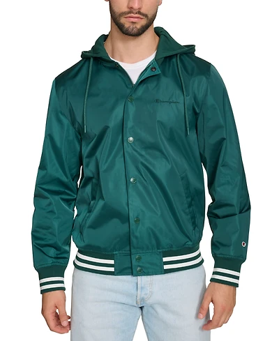 Champion Men's Jersey Hood Varsity Bomber Jacket