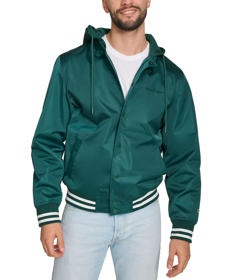 Champion Men's Jersey Hood Varsity Bomber Jacket
