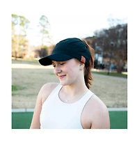 Women's Adjustable High Ponytail Running Hat - Black