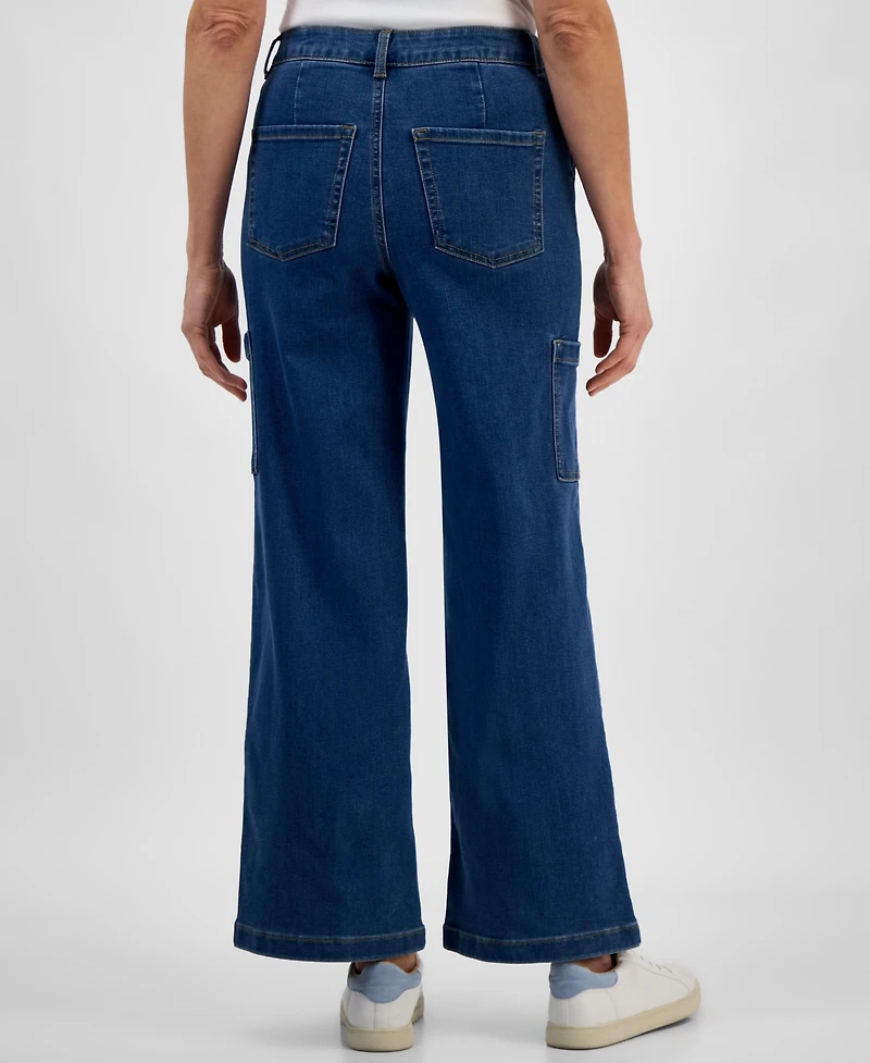 Style & Co Women's High-Rise Wide-Leg Cargo Jeans, Exclusively at Macy's