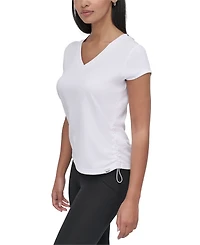 Dkny Sport Women's Crewneck Short-Sleeve Side-Ruched Top