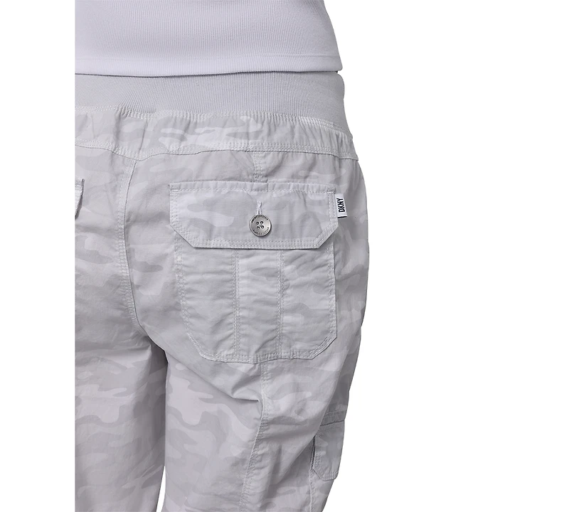 Dkny Sport Women's Cotton Ribbed-Waist Jogger Cargo Pants