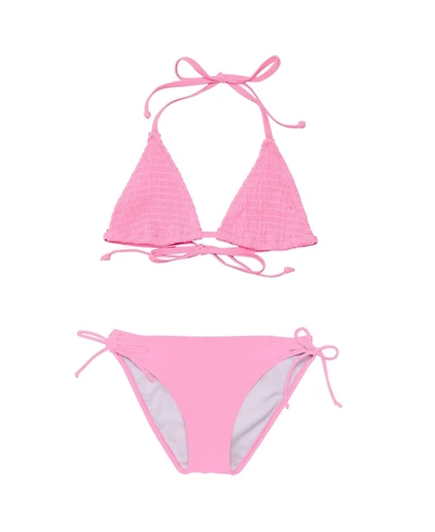 Pink Shirred Triangle Bikini
