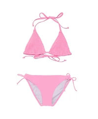 Pink Shirred Triangle Bikini