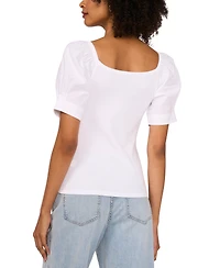1.state Women's Mixed-Media Puff-Sleeve Top