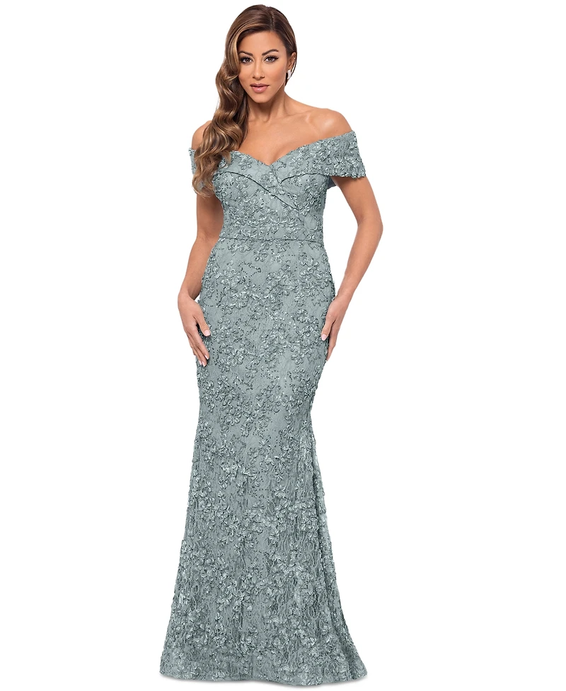 Xscape Off-The-Shoulder Lace Gown