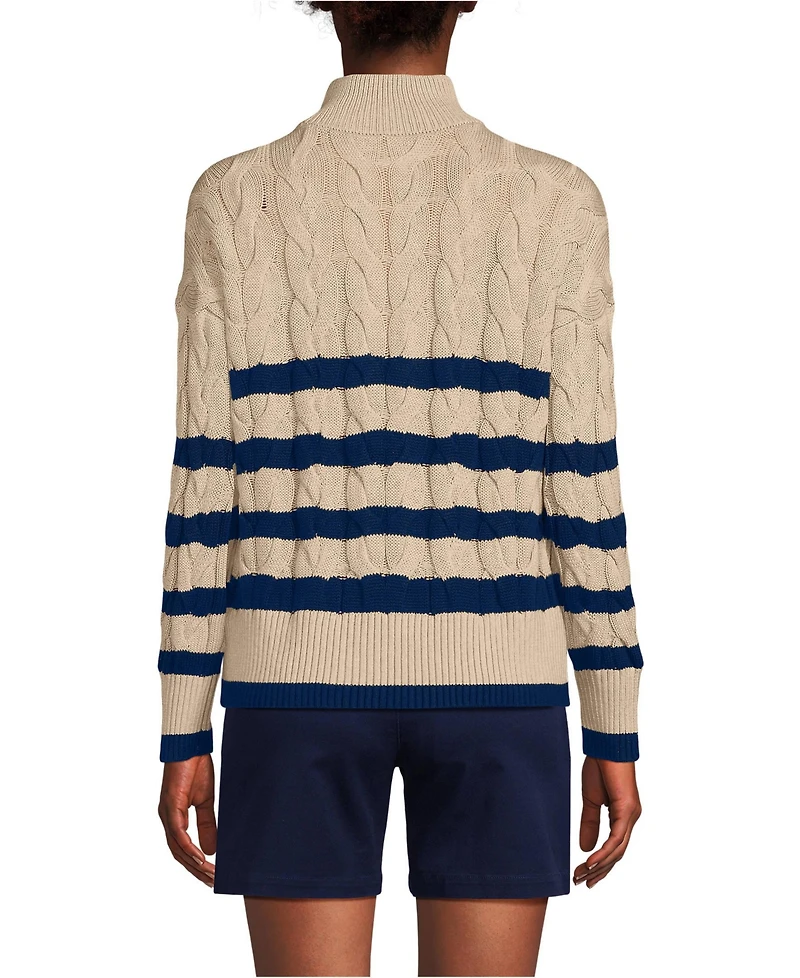 Lands' End Women's Drifter Cable Quarter Zip Sweater