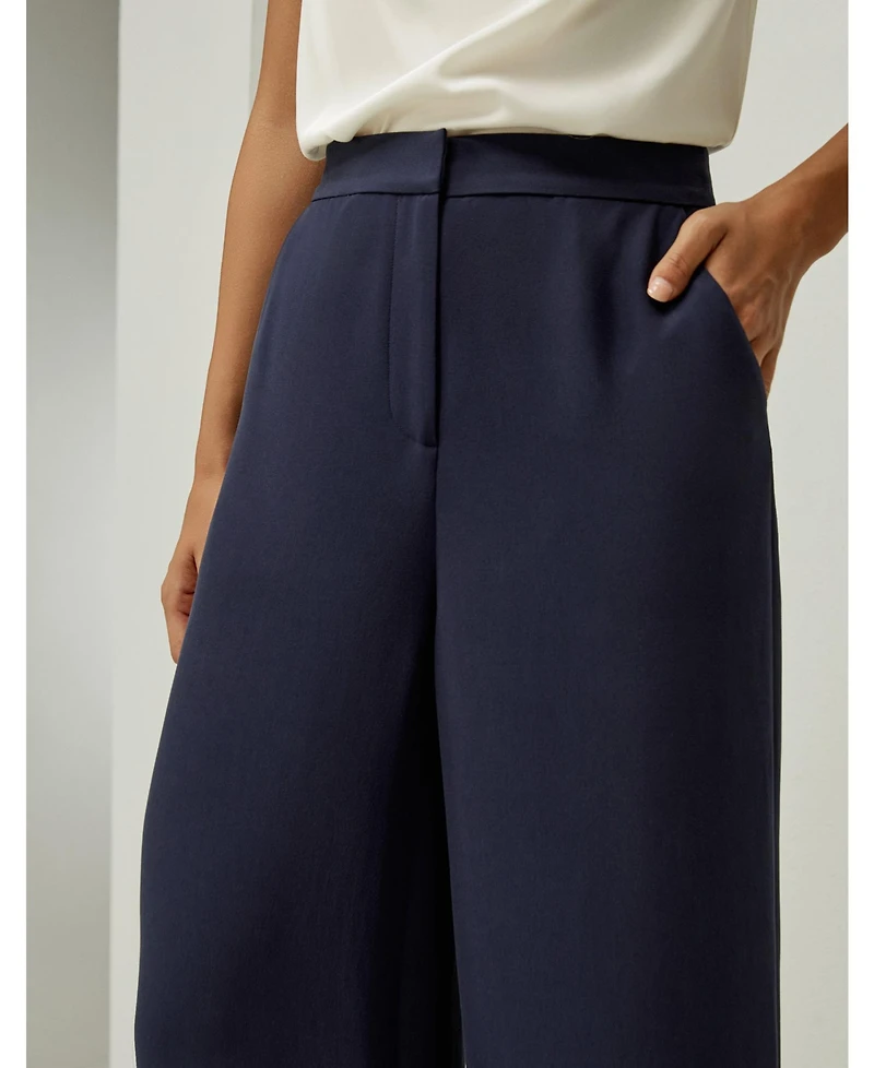 Lilysilk Women's Silk Wide Leg Tailored Pant with Mid Rise