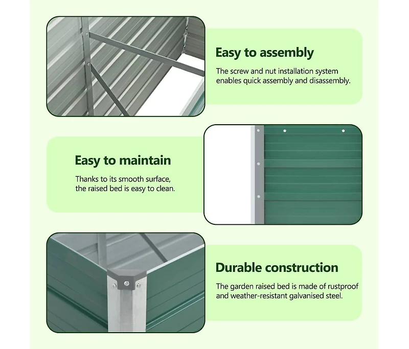 Garden Raised Bed Galvanized Steel 63"x15.7"x17.7" Green