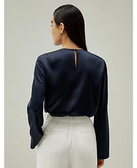 Silk Ruched-Neck Top for Women