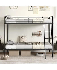 Space-Saving Heavy Duty Metal Bunk Bed with Built-In Ladder