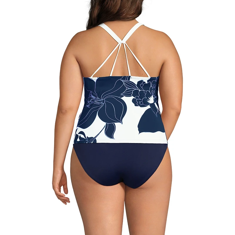 Lands' End Plus Dd-Cup Tugless High Neck Strappy Back Tankini Swimsuit Top