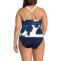 Lands' End Plus Dd-Cup Tugless High Neck Strappy Back Tankini Swimsuit Top