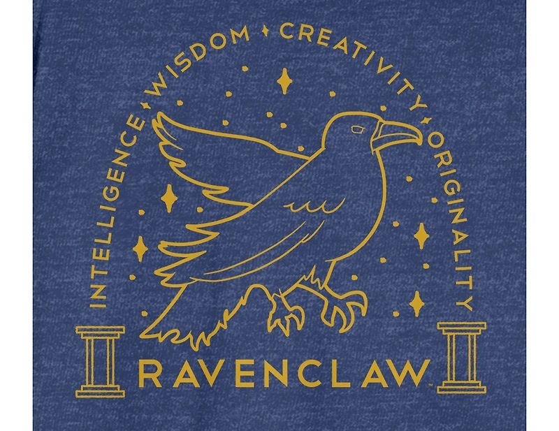 Harry Potter Men's Ravenclaw Crest Gold Line Art Navy Heather T-shirt-xxl