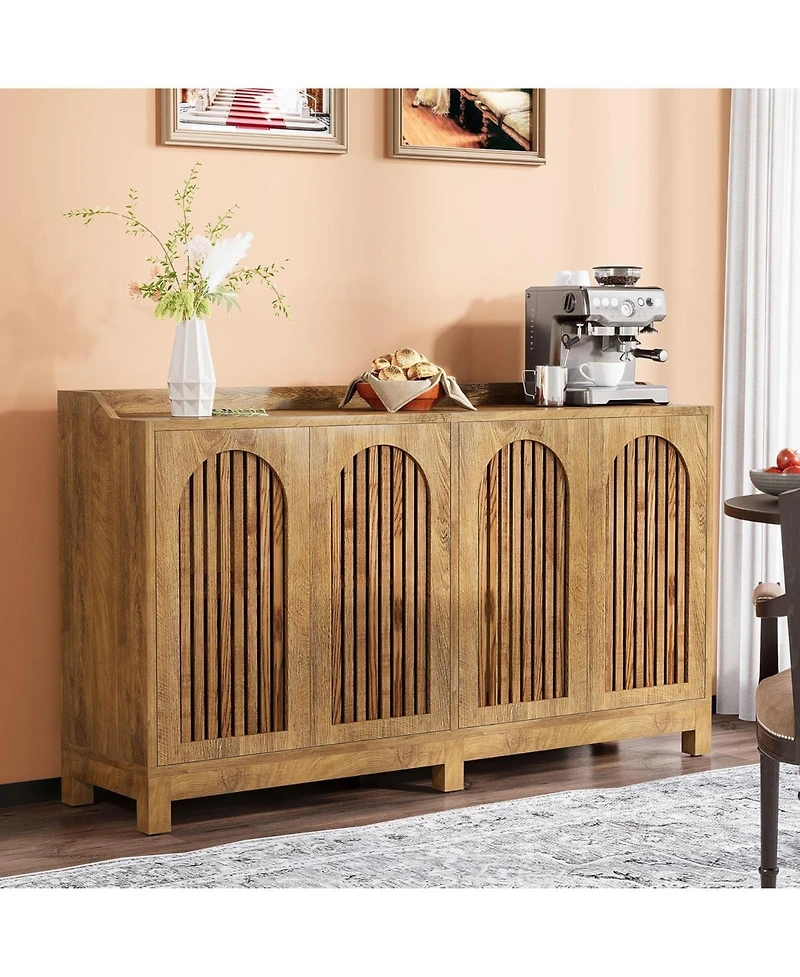 Tribesigns Sideboard Buffet Cabinet, 57" Farmhouse Storage Cabinet with Shutter Doors and Adjustable Shelf, Freestanding Storage Cabinet for Dining Ro