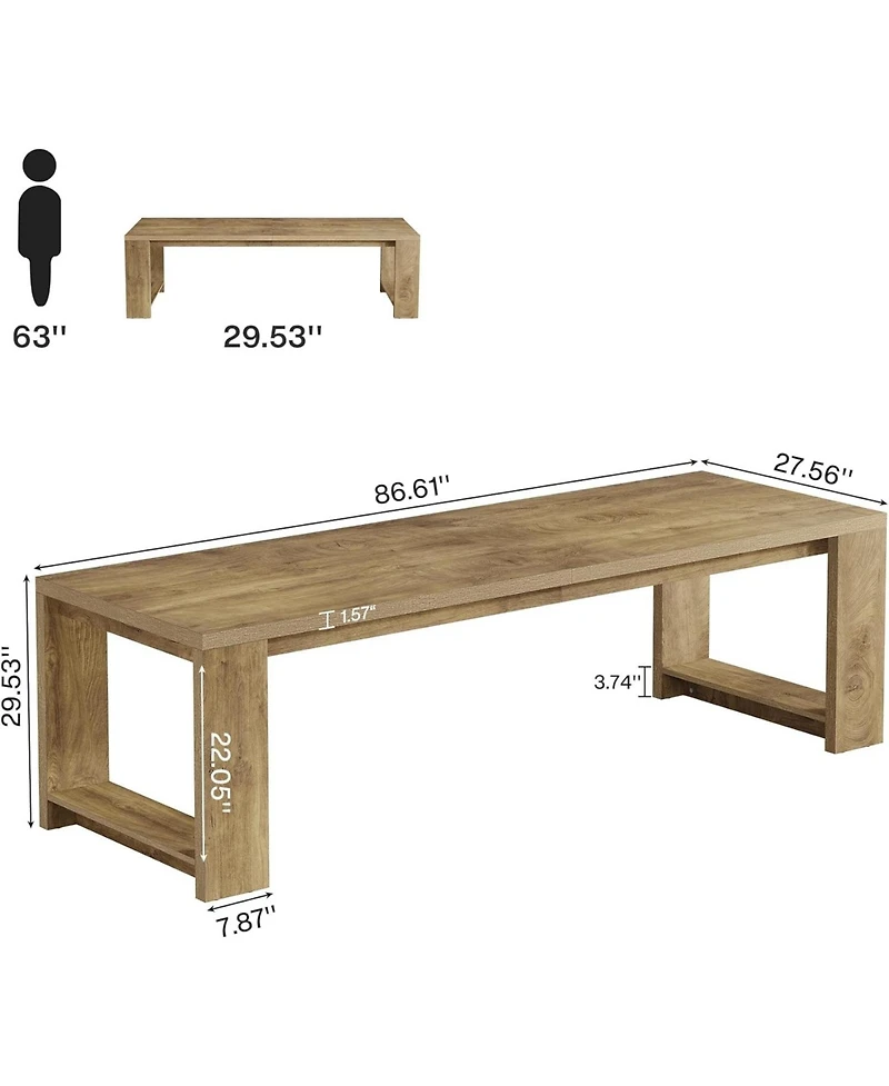 Tribesigns 2 Person Desk, 86.6 Inches Extra Long Desk, Double Computer Writing Table, All Wood Large Desks Workstation for Home Office, Natural Oak