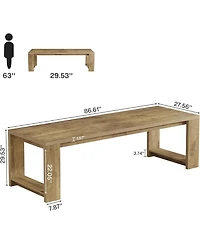 Tribesigns 2 Person Desk, 86.6 Inches Extra Long Desk, Double Computer Writing Table, All Wood Large Desks Workstation for Home Office, Natural Oak