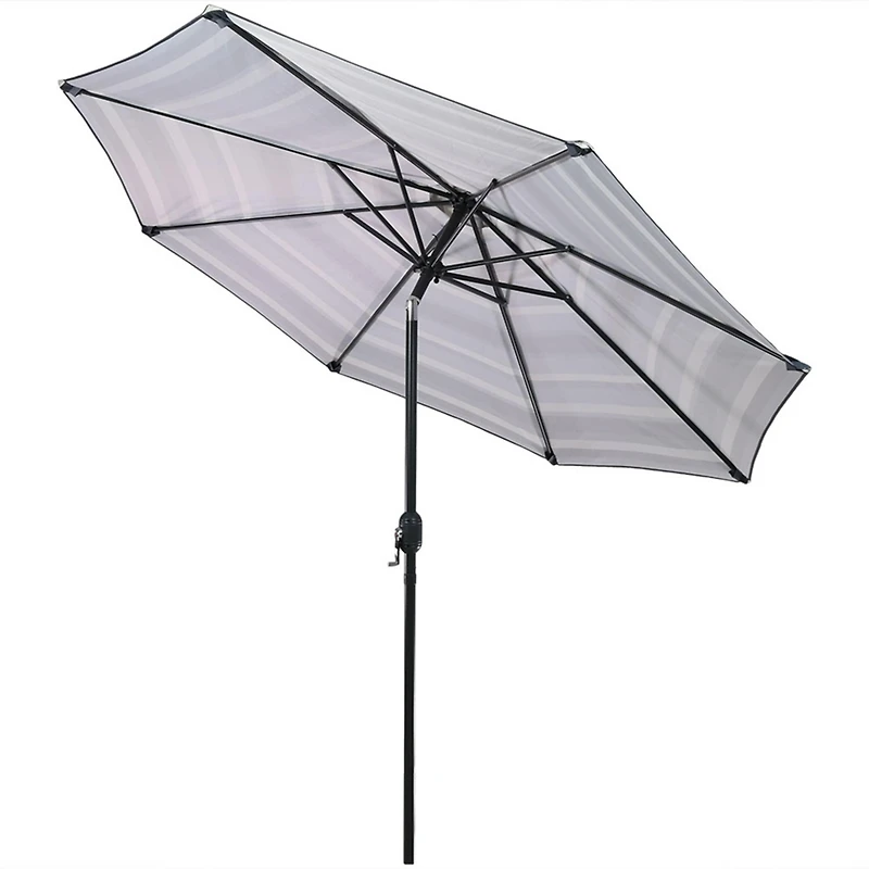9ft Striped Outdoor Umbrella for Patio, Pool or Yard - Polyester Table Market with Tilt and Crank Catalina Beach Stripe