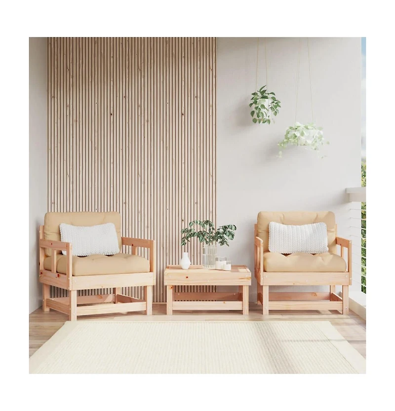 Patio Chairs 2 pcs Solid Wood Pine