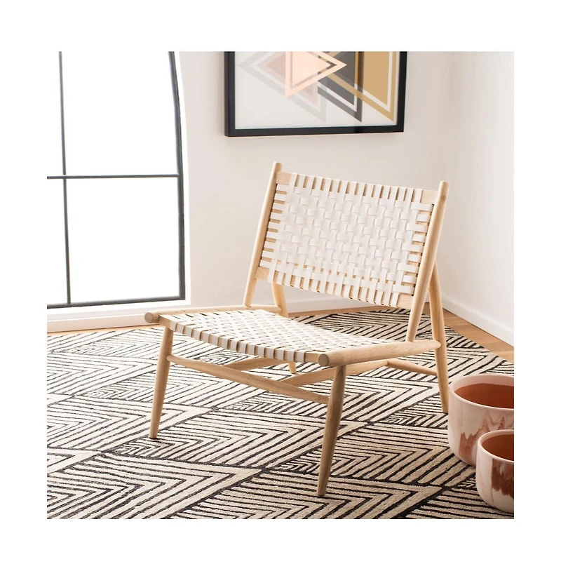 Soleil Leather Woven Accent Chair